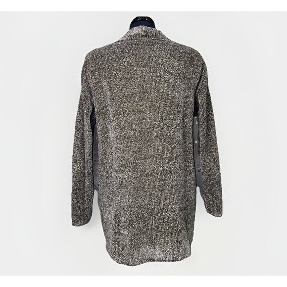 Margaret O’Leary Large Chenille Cardigan Marled Gray Sweater Jacket Frog Closure - Picture 3 of 7
